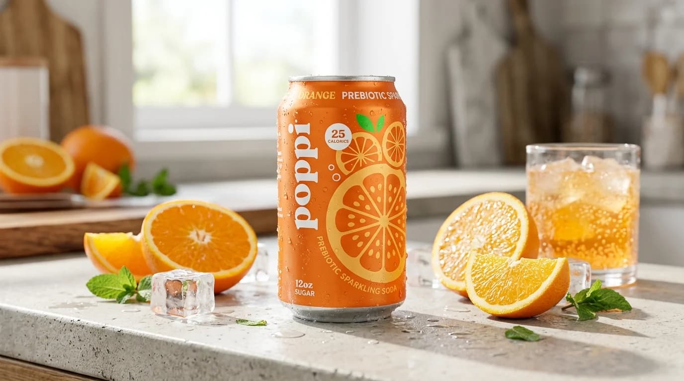 Poppi Orange - Chipotle menu item, 25 calories, $3.35