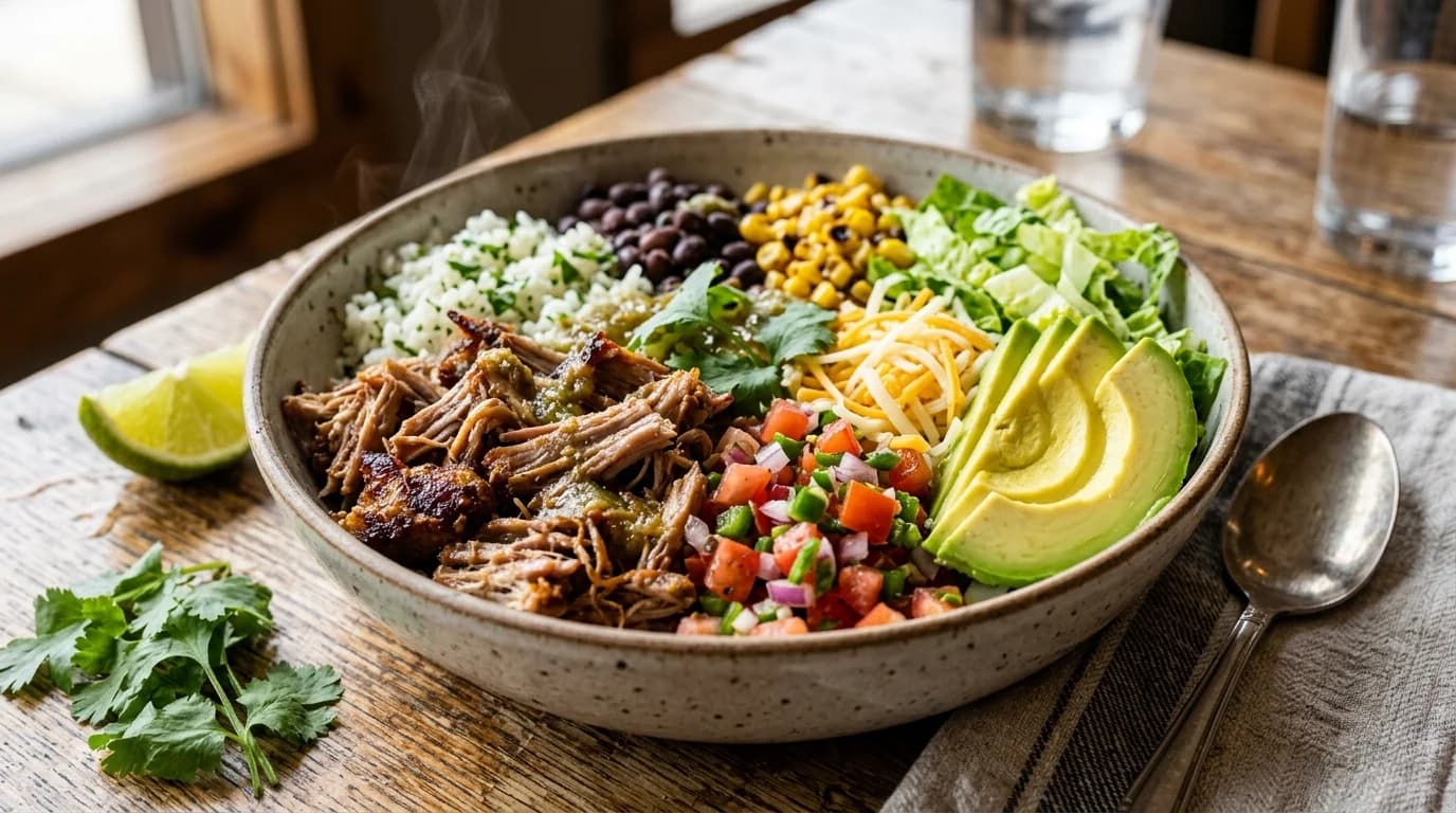 Carnitas Bowl - Chipotle menu item, 760 calories, $10.55