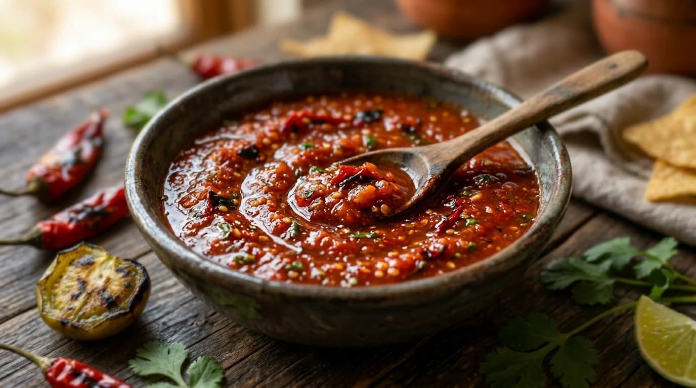 Tomatillo Red Chili Salsa - Smoky and spicy topping Tomatillo Red Chili Salsa - Smoky and spicy topping