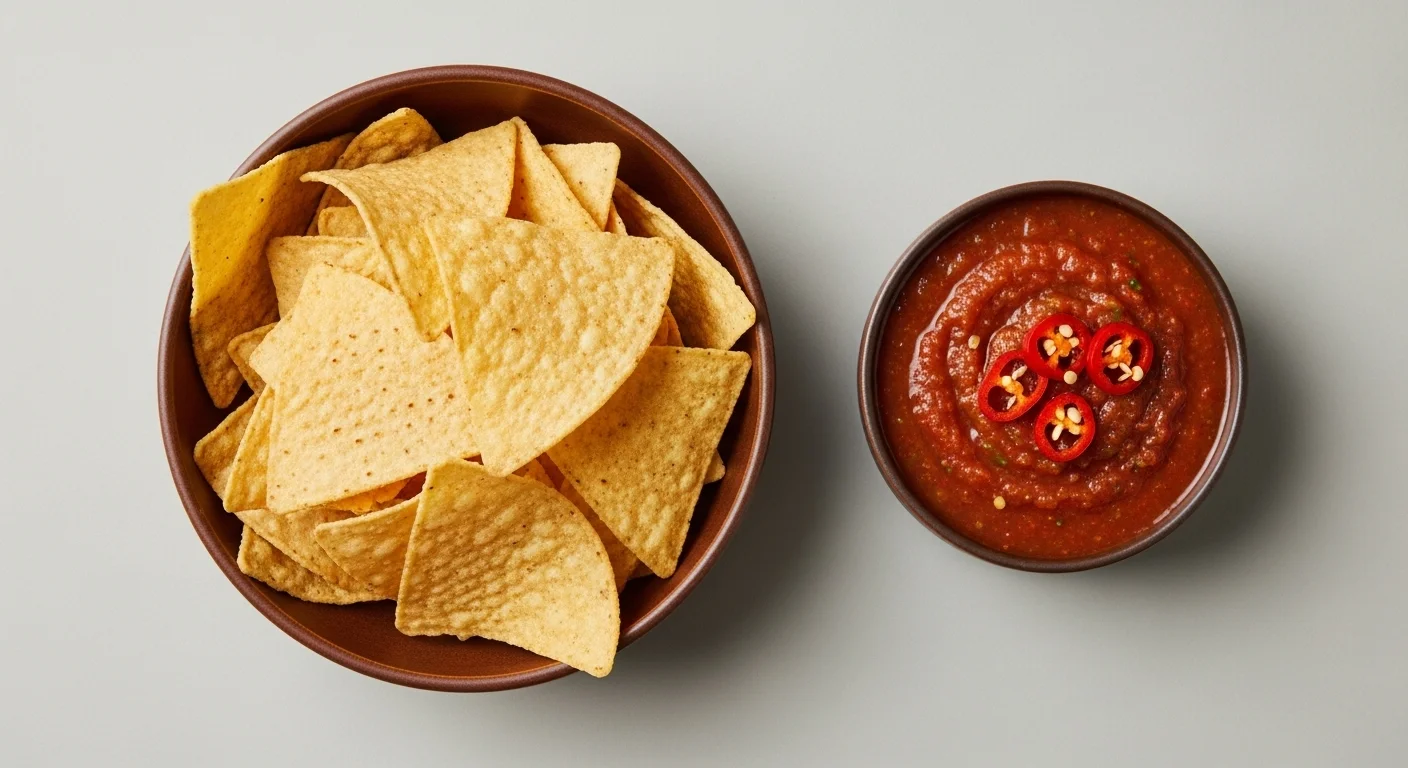 Chips & Tomatillo-Red Chili Salsa Chips & Tomatillo-Red Chili Salsa